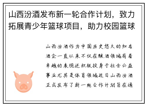 山西汾酒发布新一轮合作计划，致力拓展青少年篮球项目，助力校园篮球发展